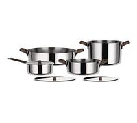 Alessi Edo Pu100S7 - Design Cookware Set in 18/10 Stainless Steel, Handles in 18/10 Stainless Steel with Pvd Coating, Brown, 7 Pieces