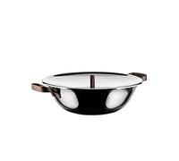 Alessi edo Wok in Trilamine with Stainless Steel Lid, Stainless Steel Handles and Knob with PVC Coating, Brown PU308