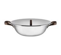 Alessi edo Wok in Trilamine with Stainless Steel Lid, Stainless Steel Handles and Knob with PVC Coating, Brown PU308