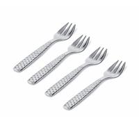Alessi FM23/36S4 Oyster and Clam Forks in 18/10 Stainless Steel Mirror Polished, Set of Four, Silver, 14 x 17.5 x 10 cm