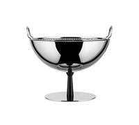 Alessi Obstschale/Sieb aus Edelstahl glänzend poliert. Fuß aus Aluminium, anthrazitfarbig.
