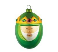 Alessi Hand Decorated Blown Design Wise Man Melchior Christmas Bauble, Green, 8.5 x 8.5 x 12 cm