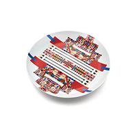Alessi Holyhedrics ESA10 2 - Porcelain Dessert Plate Decorated with Hand Applied Decal, Multicolored