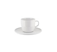 Alessi Itsumo NF07/78S - Designer One Tea Cup Set with Saucer, Everyday Use, Minimalist Aesthetic, in White Porcelain, Diameter 16 cm