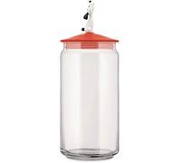 Alessi Jar for dog food in glass with lid in thermoplastic resin, Red Orange