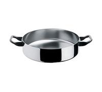 Alessi La Cintura Di Orione 28 cm Low Casserole with Two Handles in 18/10 Stainless Steel, Silver