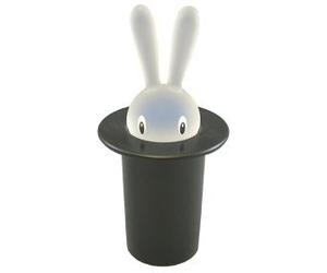 Alessi Magic Bunny ASG16 B - Toothpick Holder, Thermoplastic Resin, Black | Toothpick holder designed by Stefano Giovannoni, shaped like a rabbit, for the table