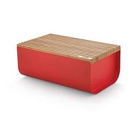 Alessi Mattina BG03 R - Design Bread Bin, Steel Colored with Epoxy Resin, Bamboo Wood, Red