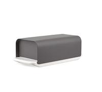 Alessi Mattina BG04 DG - Design Porcelain Butter Dish with Lid in 18/10 Stainless Steel Colored with Epoxy Resin, Dark Gray