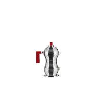 Alessi MDL02/1 R Cast Aluminium Espresso Coffee Maker with a Polyamide Handle & Knob, Aluminium, red, 1 Cup