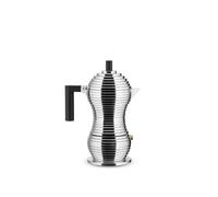 Alessi MDL02/3 B Pulcina Espresso coffee maker in cast aluminium. Handle and knob in PA, black, 3 Cups
