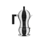 Alessi MDL02/6 B Cast Aluminium Espresso Coffee Maker with a Polyamide Handle & Knob, Aluminium, black, 6 Cups