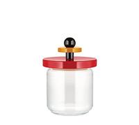 Alessi Mr. Sottsass I Suppose ES16 / 75 - Design Hermetic Glass Jar with Beech Wood Lid, Red, Black and Yellow