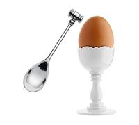 Alessi MW14SET W Dressed Egg Cup and Spoon, White, 18-10 Steel