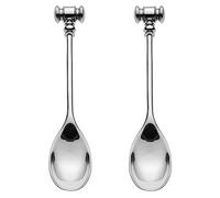 Alessi MW20S2 , Dressed Set of 2 Egg spoons, 18-10 Steel, Silver, Hammers