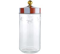Alessi MW30/150 Jar in Silk-Screen Glass with Hermetic Lid in Tinplate, Multi-Colour, 10.5 x 10.5 x 12 cm
