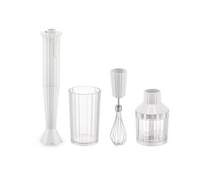 Alessi Plissé MDL10SW/UK - Hand Blender with Measuring Jug, Whisk and Chopper, in Thermoplastic Resin, 500W English Plug, White