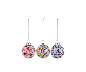 Alessi 'Proust' 3-Piece Hand-decorated Blown Glass Christmas Baubles Set