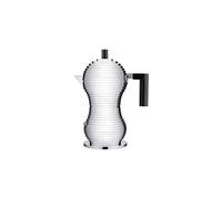 Alessi Pulcina Espresso coffee maker in cast aluminium. Handle and knob in PA, black, 3 Cups