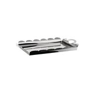 Alessi Recinto AM02 - Rectangular Design Tray, with Scalloped Edge and Stainless Steel Handles