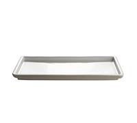 Alessi Tonale Serving Plate-Stoneware, Light Grey, Stone, 36 x 17 x 2.7 cm