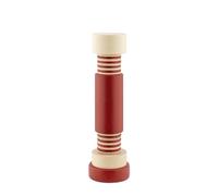 Alessi Twergi MP0215 1 - Salt, Pepper, and Spice Grinder, in Beech Wood, Cylindrical Body in Colored Beech Wood with Matte Finish, Ceramic Grinder, Natural and Red