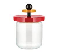 Alessi Mr. Sottsass I Suppose ES16 / 75 - Design Hermetic Glass Jar with Beech Wood Lid, Red, Black and Yellow