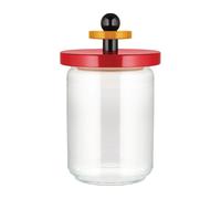 Alessi Mr. Sottsass I Suppose ES16 / 100 - Design Hermetic Glass Jar with Beech Wood Lid, Red, Black and Yellow
