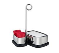 Alessi VS07 1 Bibo Tea and Coffee Accessories Set: Napkin Holder and Tea Bags or Sugar Sachets Holder - 18/10 Stainless Steel and Melamine