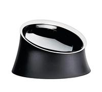 Alessi Wowl BM13/28 - Designer dog bowl, Slanted to Facilitates dog feeding, Thermoplastic resin and Stainless steel 18/20, 28 cm, Black
