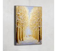 Alessio Cacciatore Autumn Forest Print on Canvas Deer - Living Room Zen Wall Art - Modern Landscape Canvas - Adult Bedroom Decoration Idea (120 x 80 cm)