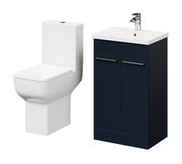 Alessio Vanity Unit and Toilet Suite including Comfort Height Toilet and Floor Standing Vanity Unit | Deep Blue | MDF | 500mm