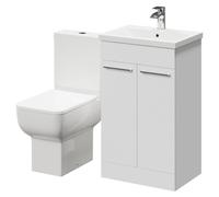 Alessio Vanity Unit and Toilet Suite including Open Back Toilet and Floor Standing Vanity Unit | Gloss White | MDF | 500mm