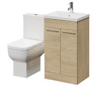 Alessio Vanity Unit and Toilet Suite including Open Back Toilet and Floor Standing Vanity Unit | Light Oak | MDF | 500mm