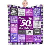 Aleture 50th Birthday Gifts for Women, 1975 Happy Birthday Decorations for Women, 50 Year Old Unique Best Birthday Gift Ideas for Her Friend Mom Sister Grandma Wife, 60"X50" Soft Throw Blanket Purple