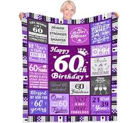 Aleture 60th Birthday Gifts for Women, 1966 Happy Birthday Decorations for Women, 60 Year Old Unique Best Birthday Gift Ideas for Her Friend Mom Sister Grandma Wife, 60"X50" Soft Throw Blanket Purple