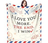 Aleture Christmas Anniversary Couple Gifts for Women - I Love You More Soft Fleece Throw Blanket 50x60 in - Birthday Romantic Gifts for Girlfriend Boyfriend Wife Husband, I Love You Gift for Him Her