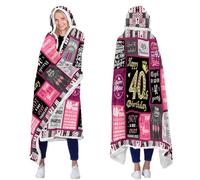 Aleture Hoodie Blanket, 40th Birthday Gifts for Women, 1985 Happy Birthday Decorations, 40 Year Old Unique Best Gift Ideas for Friend Mom Sister Grandma Wife, 47"X72" Soft Throw Blanket Pink