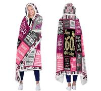 Aleture Hoodie Blanket, 60th Birthday Gifts for Women, 1965 Happy Birthday Decorations, 60 Year Old Unique Best Gift Ideas for Friend Mom Sister Grandma Wife, 47"X72" Soft Throw Blanket Pink