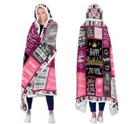 Aleture Hoodie Blanket, Birthday Gifts for Women, Unique Happy Birthday Decorations Gifts for Her, Gifts Ideas for Friend Mom Sister Grandma Wife, Soft Throw Blanket 47"X72" Pink