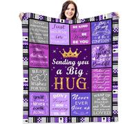 Aleture Hug Blanket Gifts for Her - Get Well Soon, Sending Hugs, Inspirational Gifts, Encouragement, Thinking of You/After Surgery Gift for Friends, Sister, Soft Throw Blanket 60"X50" Purple