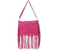 aleva Women's Leather Fringe Pocket Shoulder Bag, Fuchsia, One Size