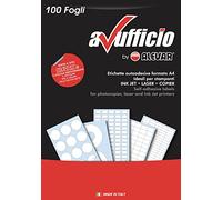 Alevar 1600 Adhesive Labels with Margins, Size 105 x 36 mm, 16 White Labels per Sheet, Pack of 100 A4 Sheets