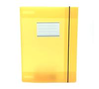Alevar 3 Flap Folder with Elastic and Transparent Window with Inserted Label, Translucent Plastic, Size 32x24 cm Back 1.8 cm, Color Yellow