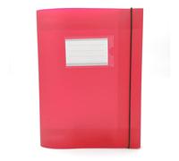 Alevar 3 Flap Folder with Elastic and Transparent Window with Inserted Label, Translucent Plastic, Size 32x24 cm Back 1.8 cm, Color Red