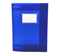 Alevar 3 Flap Folder with Elastic and Transparent Window with Inserted Label, Translucent Plastic, Size 32x24 cm Back 1.8 cm, Color Blue