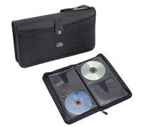 Alevar 48 Seater CD Case, Portable Nylon Organizer with Zipper and External Pocket for CD DVD and Blu-ray, Size 30 x 15.5 x 8 cm, Black, Pack of 1