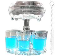 ALEVMOOM 6 Shot Glass Dispenser and Holder, Drink Dispensers for Parties, Acrylic Touchless Shot Pourer for Juice, Whiskey, Cocktail, Fun Bar Accessories Home Gifts with Brush