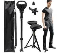 ALEVMOOM Adjustable Walking Stick with Seat for Men & Women,Folding Lightweight Walking Sticks with Carry Bag,Max Load 550lbs,Portable Cane Stool with Cushion for Elderly,Adults