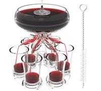 ALEVMOOM Shot Glass Dispenser and Holder with Glasses, Upgrade Acrylic 6 Cocktail Glasses Shot Dispenser Drink Dispenser for Home Party Bar Festival (Transparent)